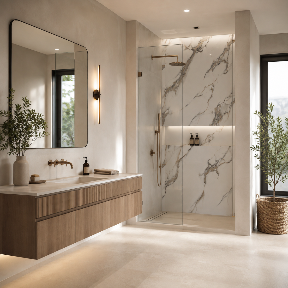 Placa PVC Símil Mármol Blanca Calacatta 2mm para Pared