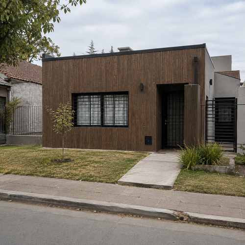 Metal Siding Exterior Símil Madera Roble Oscuro
