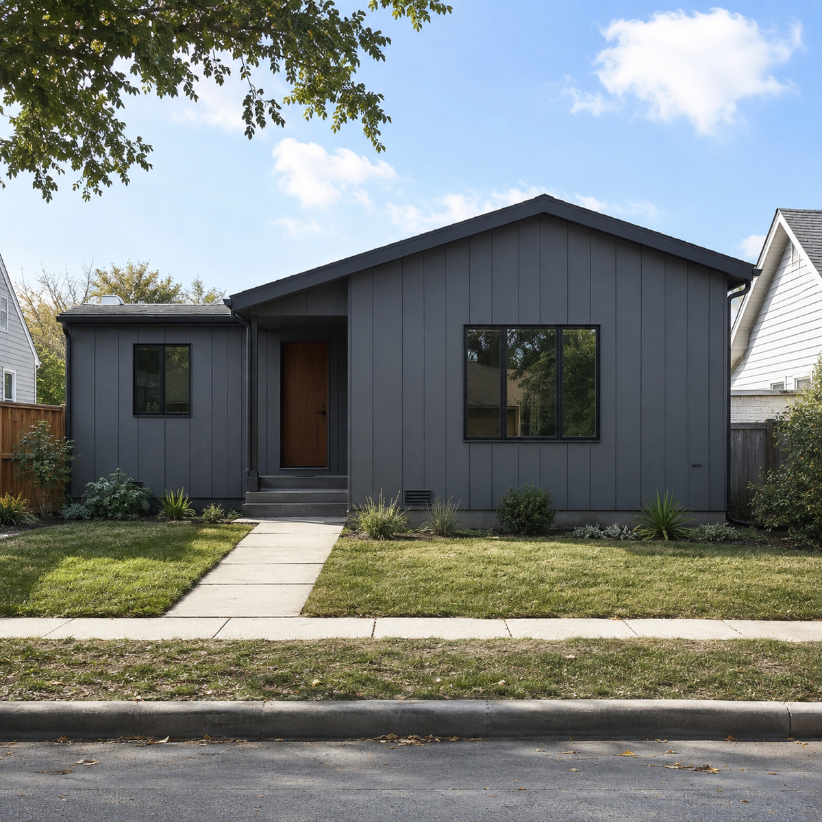 Metal Siding Exterior Símil Madera Gris Grafito