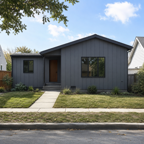 Metal Siding Exterior Símil Madera Gris Grafito