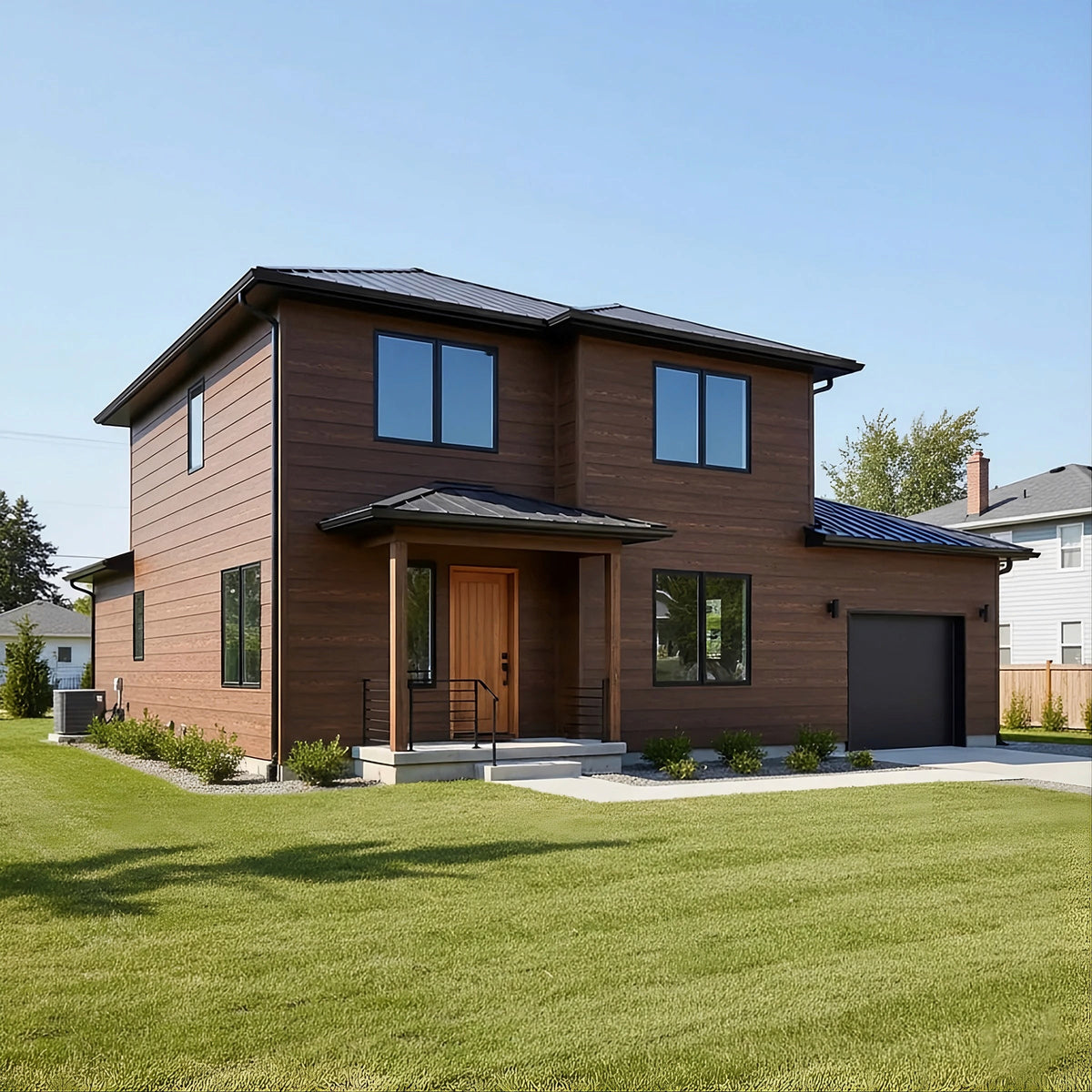 Metal Siding Exterior Símil Madera Nogal