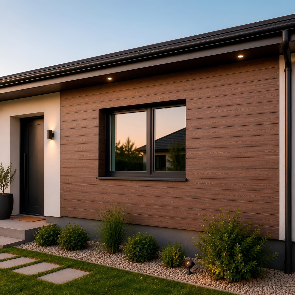 Metal Siding Exterior Símil Madera Nogal
