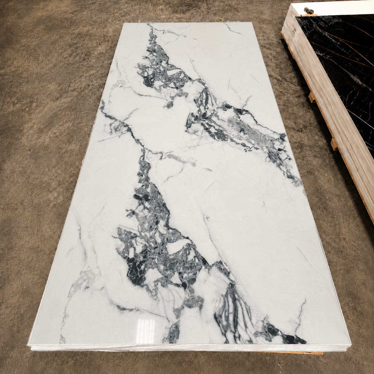 Placa PVC Símil Mármol Blanca Calacatta Black 3mm para Pared
