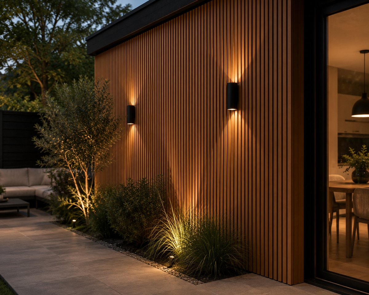 WPC Wall Panel Exterior Teak Fondo Negro