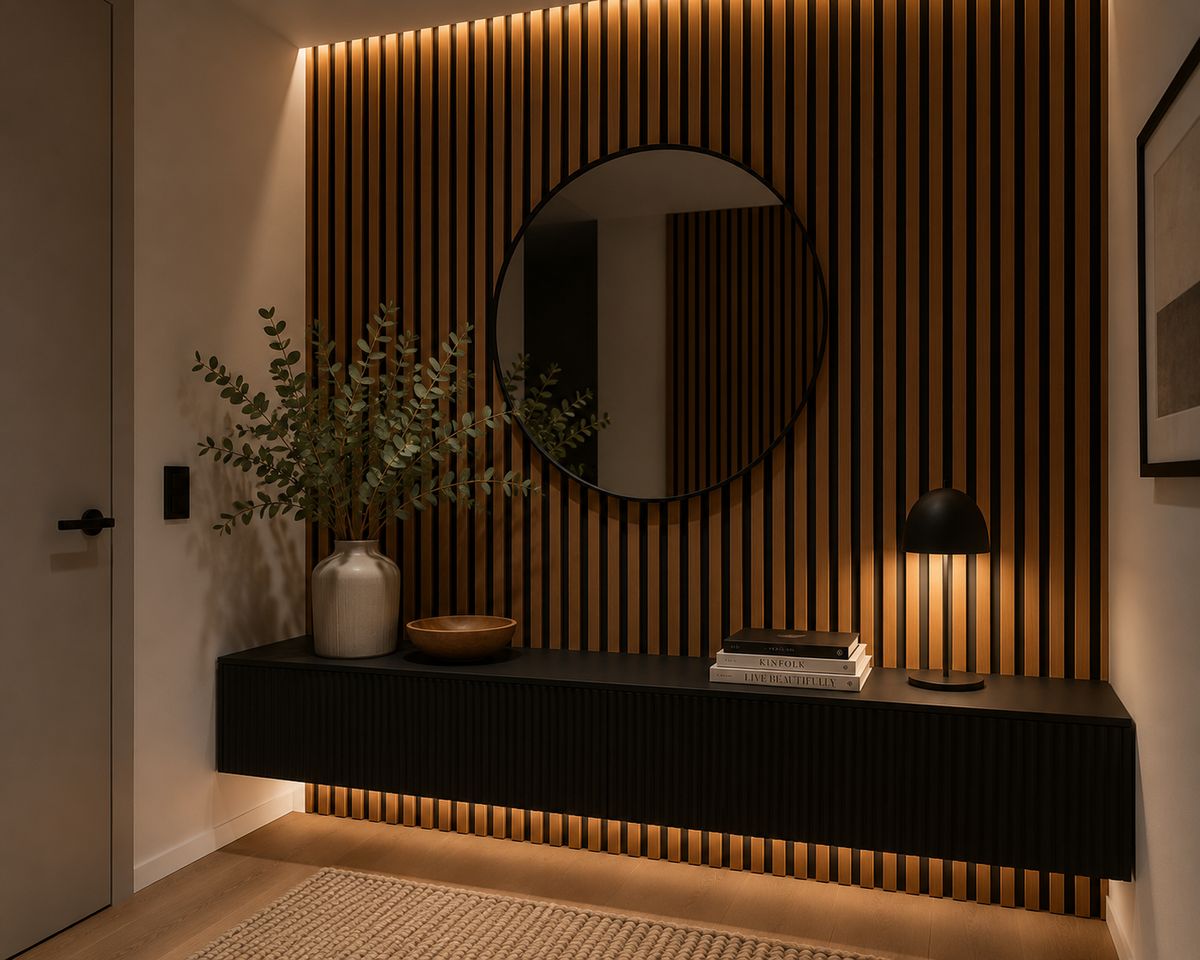 WPC Wall Panel Interior Arce Fondo Negro