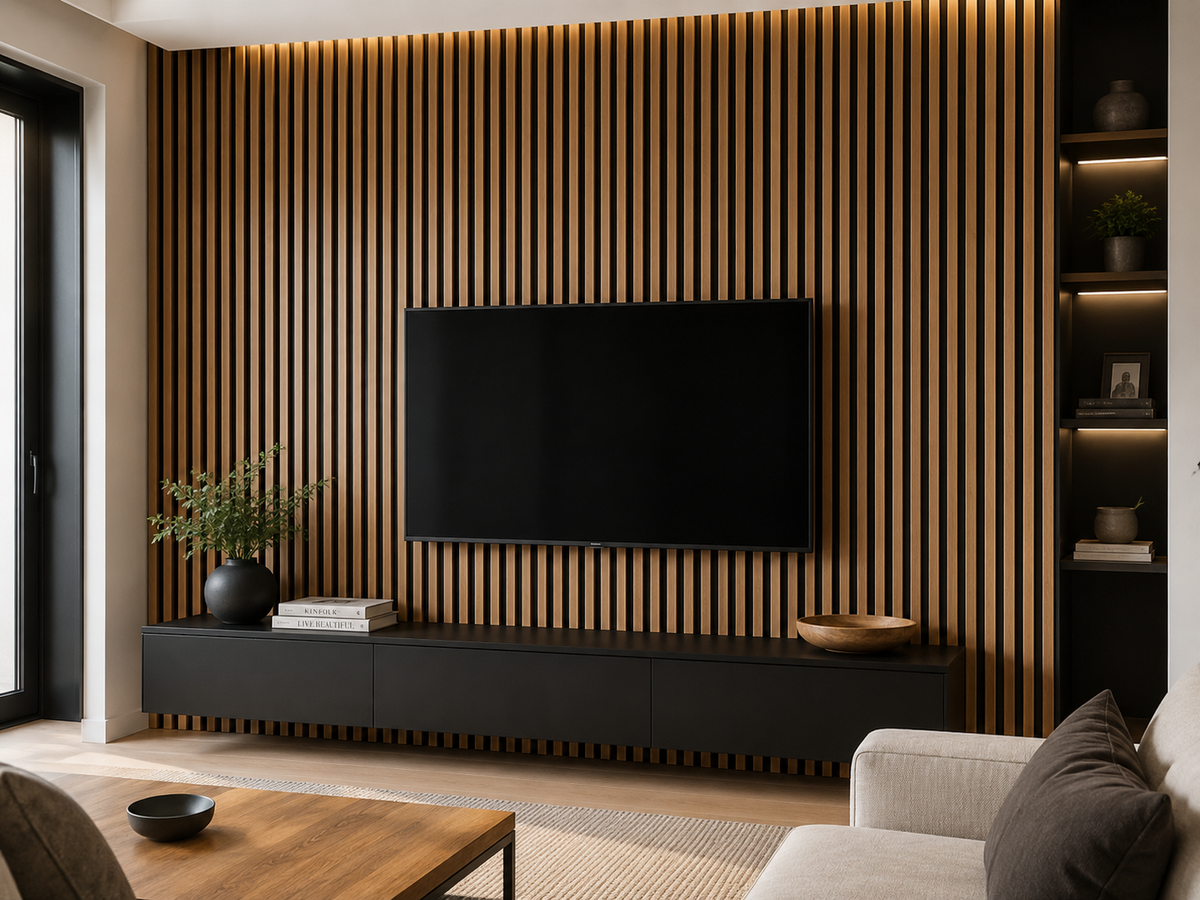 WPC Wall Panel Interior Arce Fondo Negro