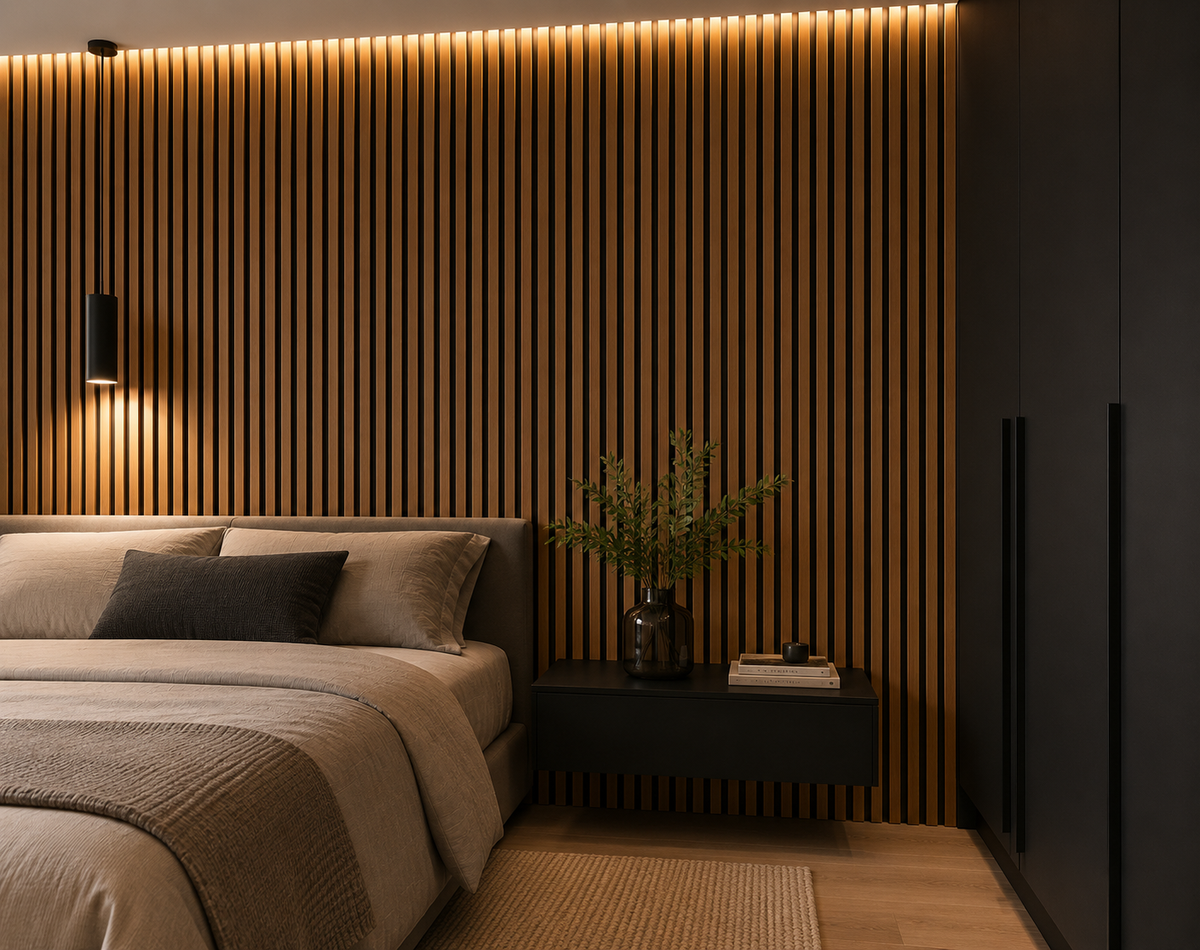 WPC Wall Panel Interior Arce Fondo Negro