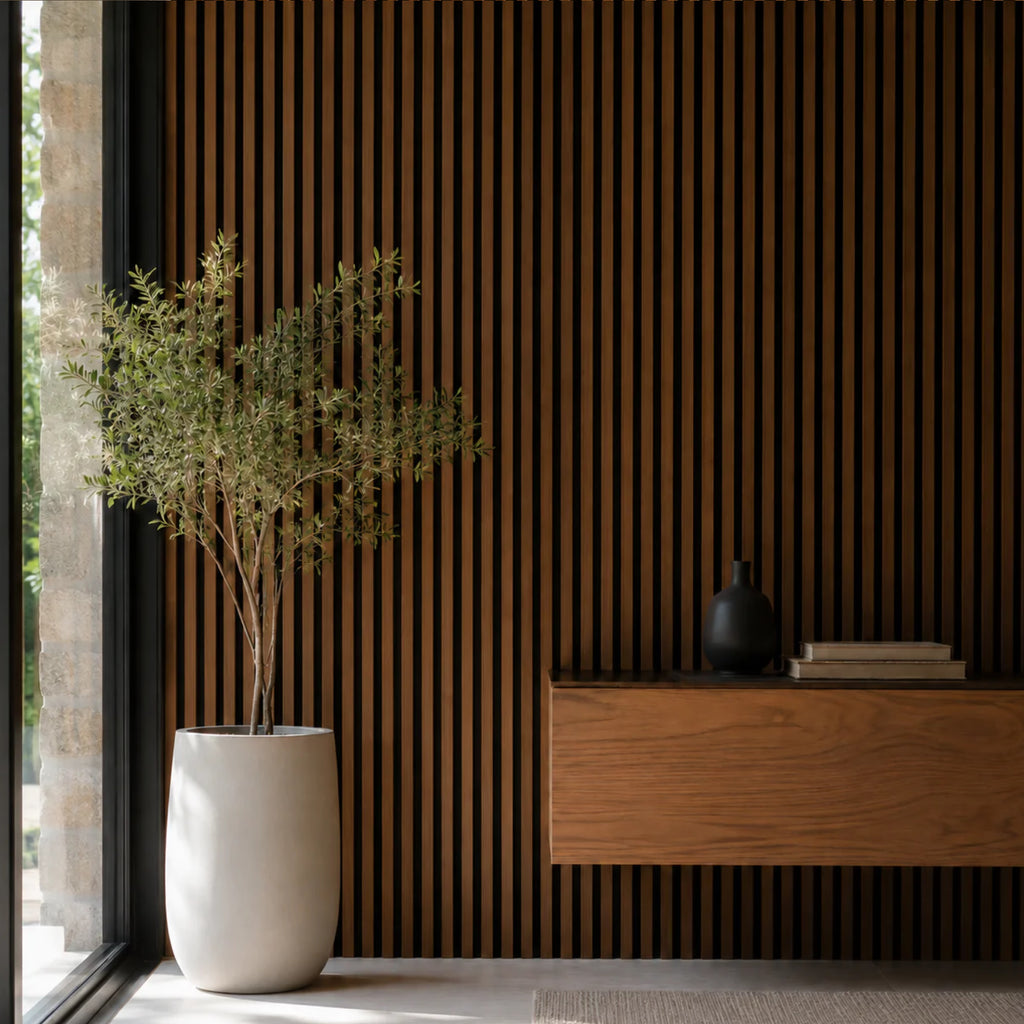 WPC Wall Panel Interior Nogal Fondo Negro