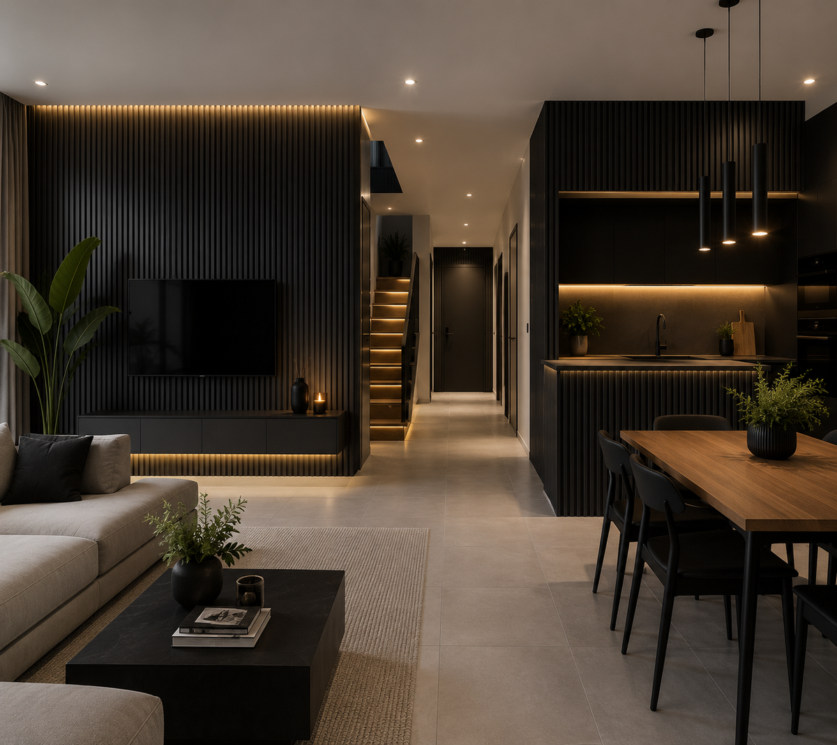 WPC Wall Panel Interior Negro Mate