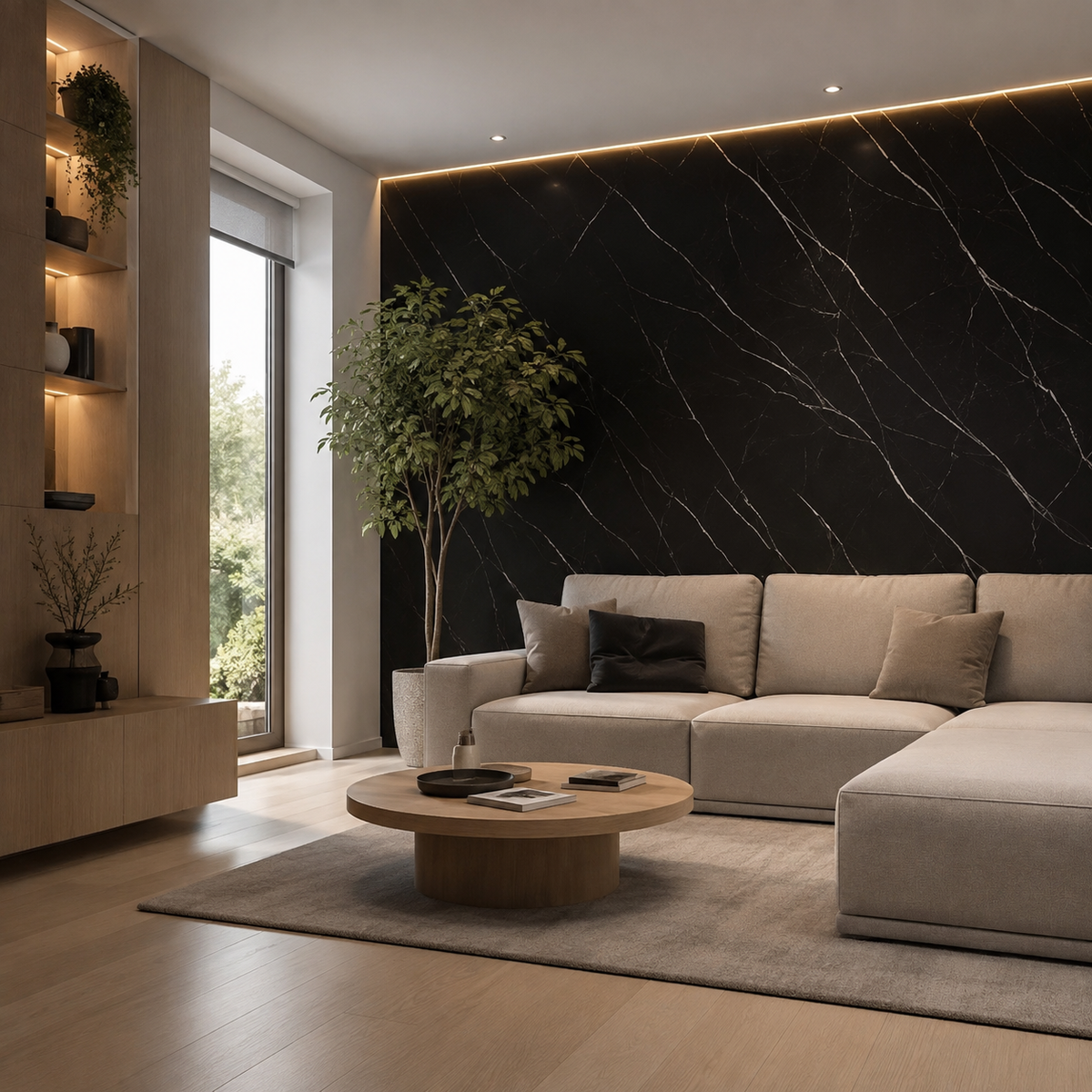 Placa PVC Símil Mármol Negro Monterrey 3mm para Pared