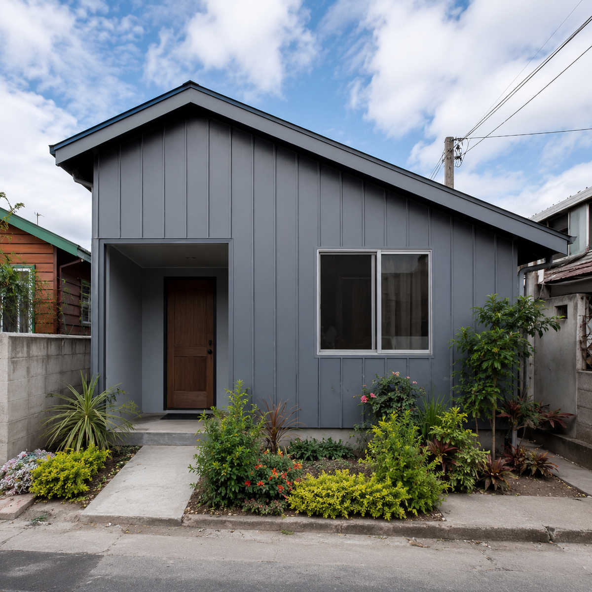 Metal Siding Exterior Símil Madera Gris Grafito