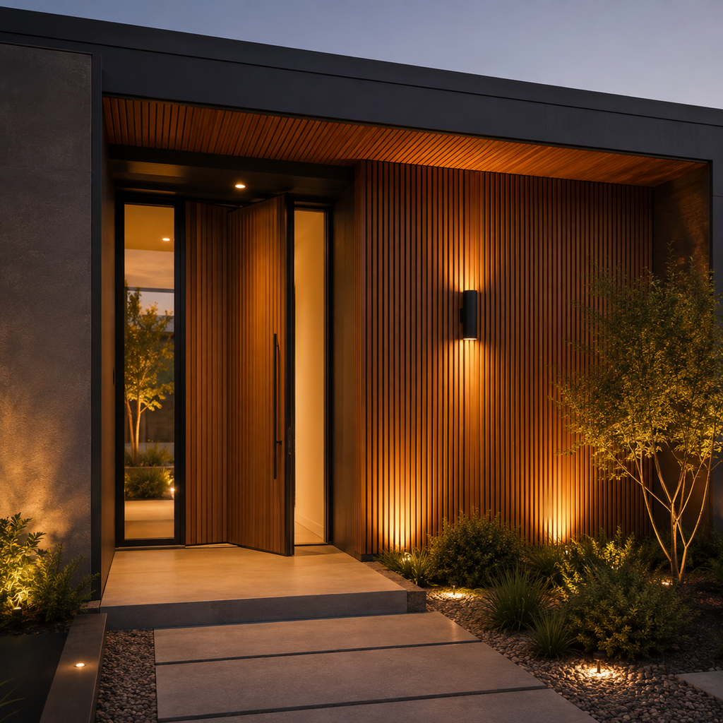 WPC Wall Panel Exterior Teak Fondo Negro
